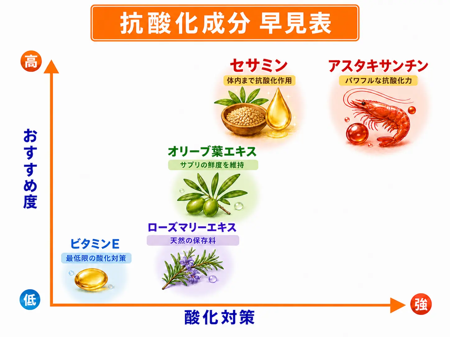 酸化対策の成分表